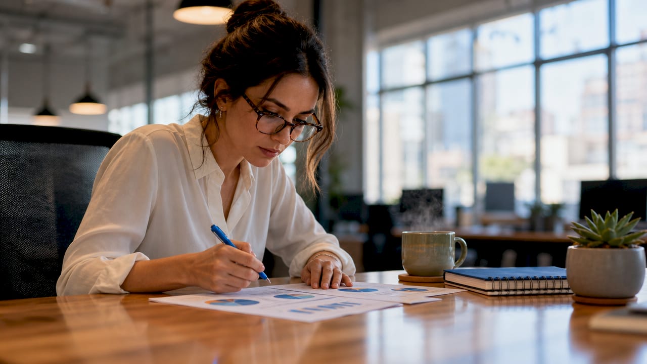 Marketing professional analyzing social media reports