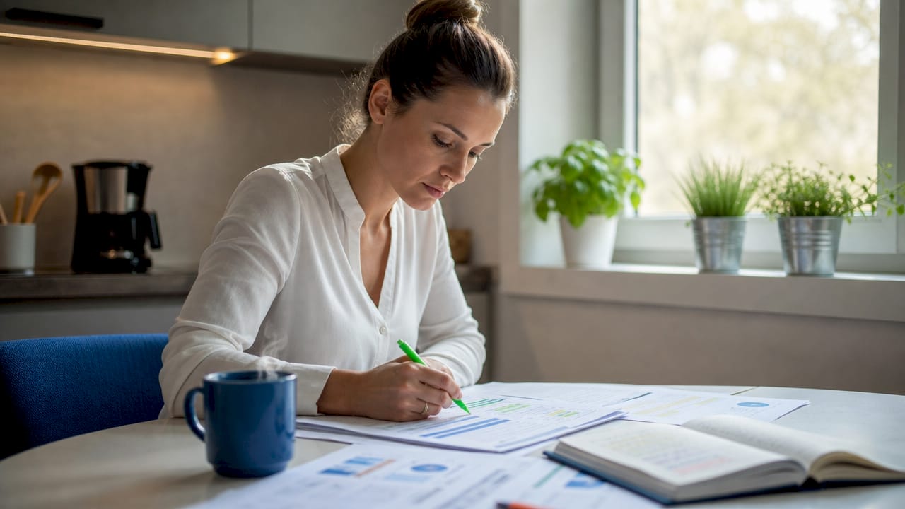 Person reviewing printed SEO audit reports