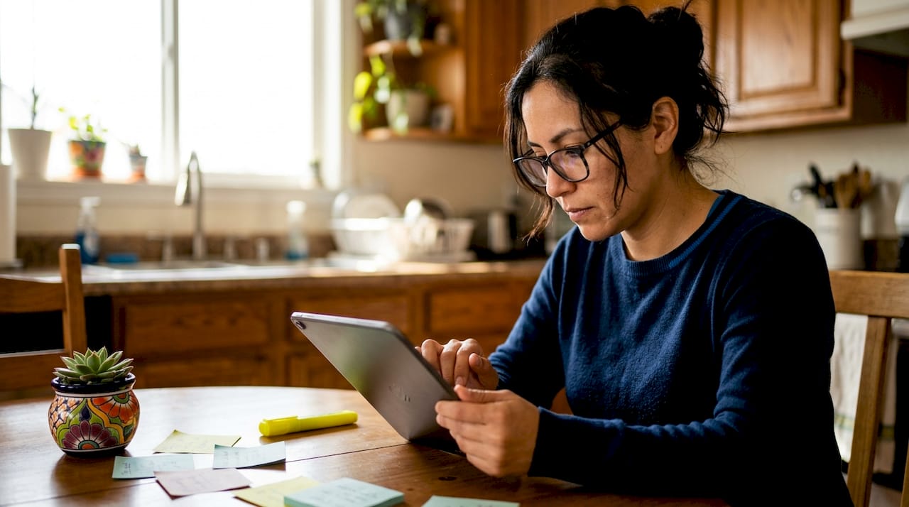 Woman reviewing content marketing on tablet