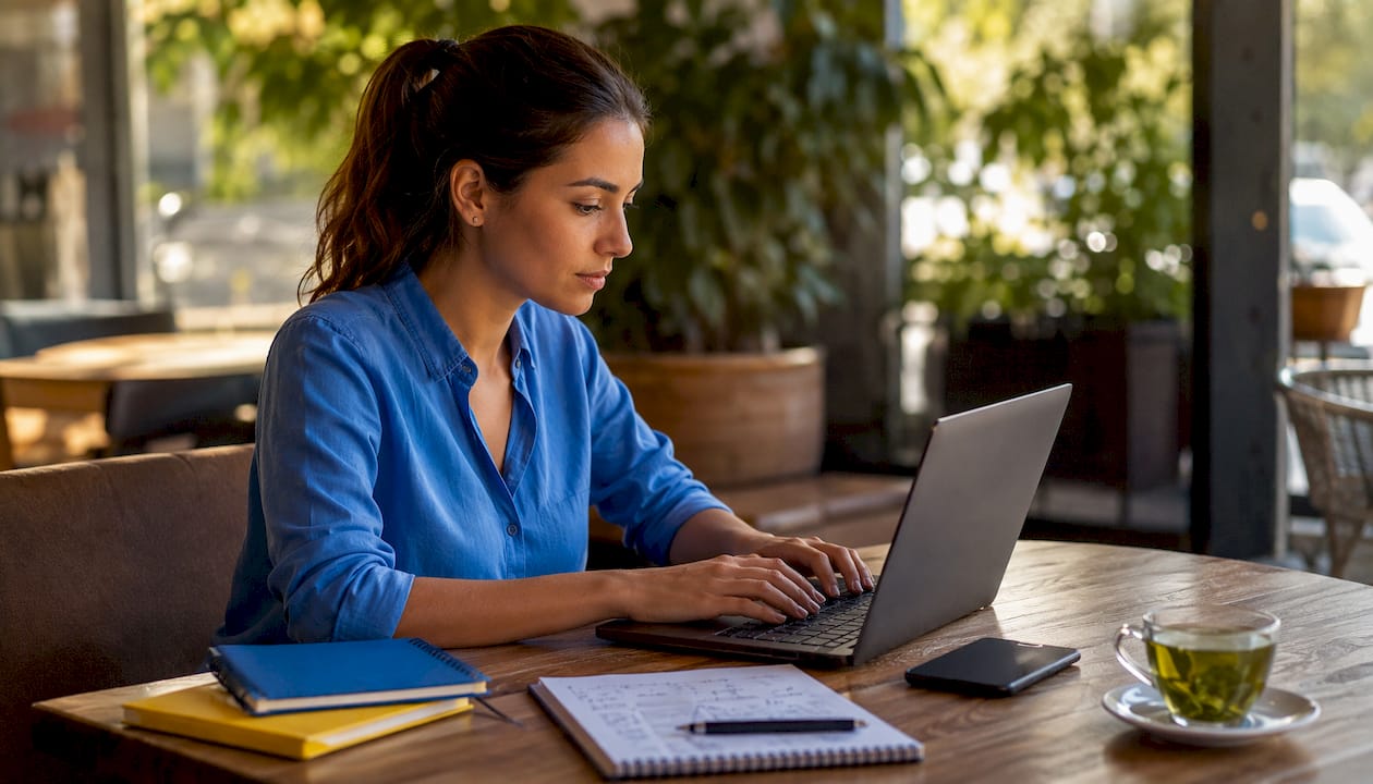 Professional woman working on website speed analysis